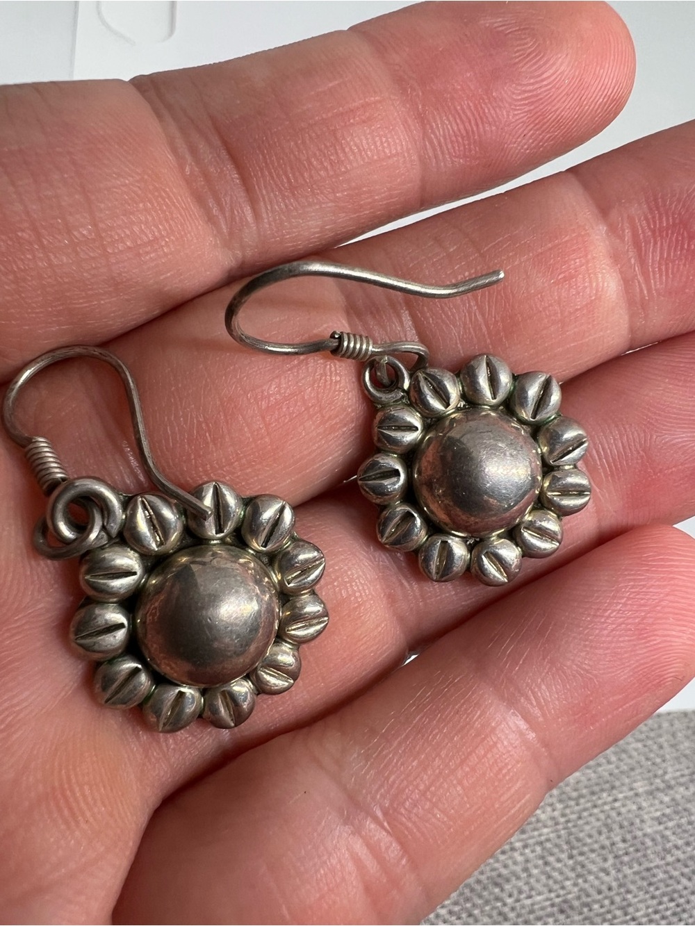 Sterling Silver Sunflower Drop Earrings